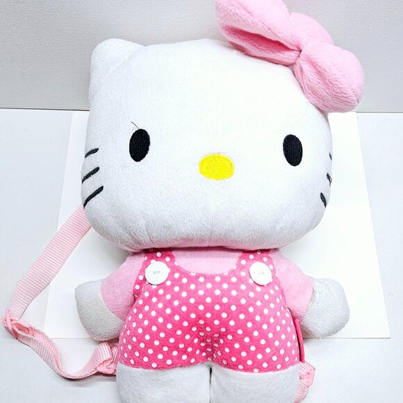 Hello Kitty Sanrio Pink with Polka Dots and Bow Soft Plush Doll Backpack 14" - Picture 1 of 6